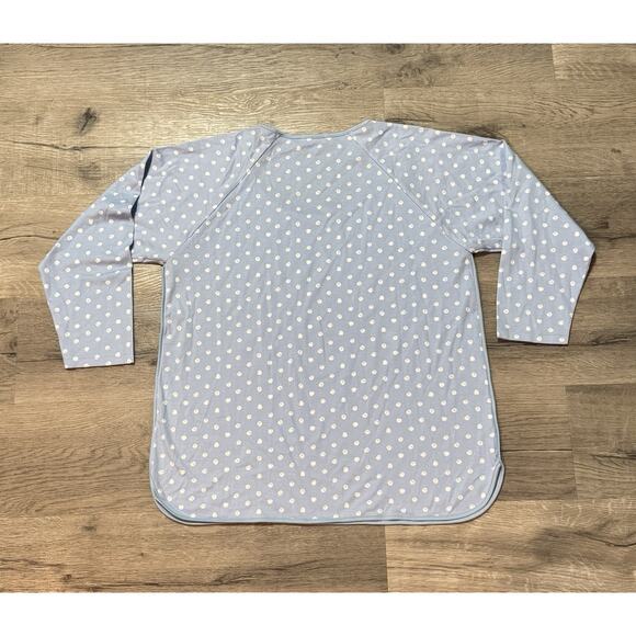 LAKE Pajama Loungewear Top Blue White Polka Dot 100% Pima Cotton XL 3/4 Sleeve - Picture 6 of 7